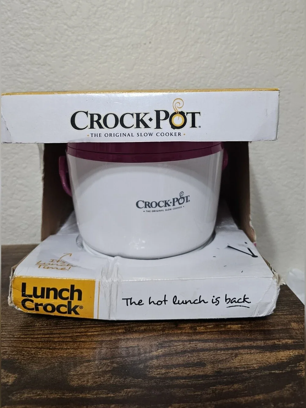 Crock Pot Lunch Crock Portable Slow Cooker - White with Purple Lid